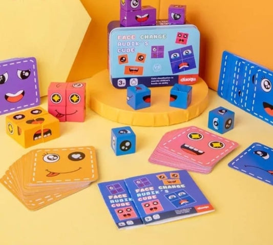 FACE EXPRESSION CUBE PUZZLE(TIN BOX)