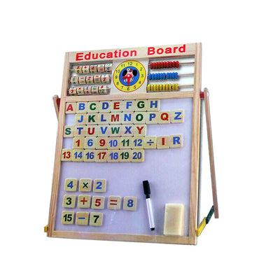 2 IN ONE WOODEN EASEL WITH MAGNETIC LETTERS AND NUMBERS
