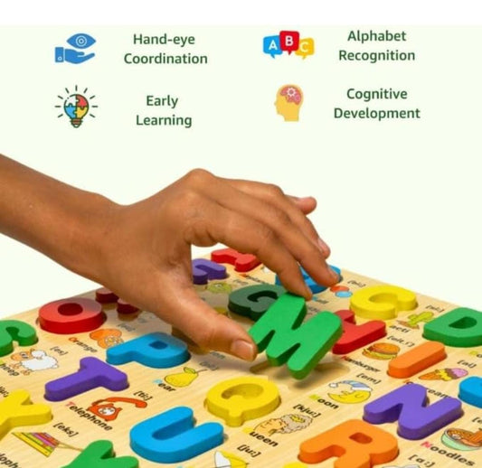 WOODEN ALPHABET CHUNKY PUZZLE BOARD