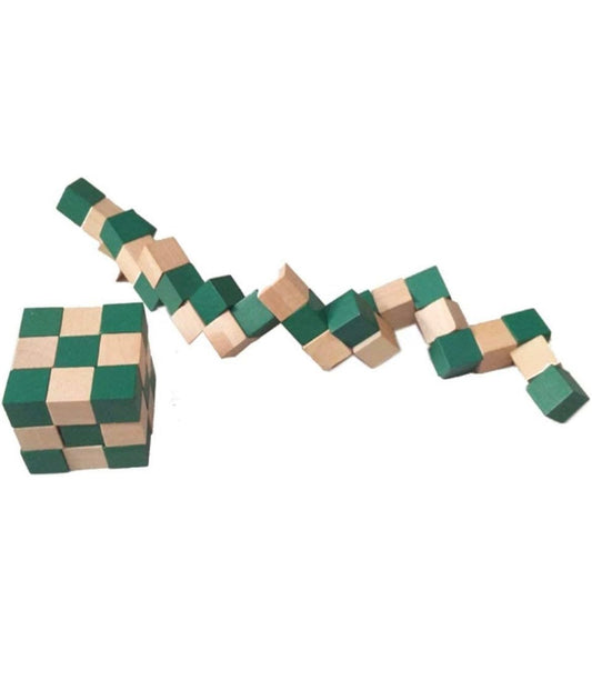 WOODEN SNAKE CUBE PUZZLE