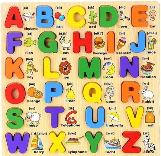 WOODEN ALPHABET CHUNKY PUZZLE BOARD