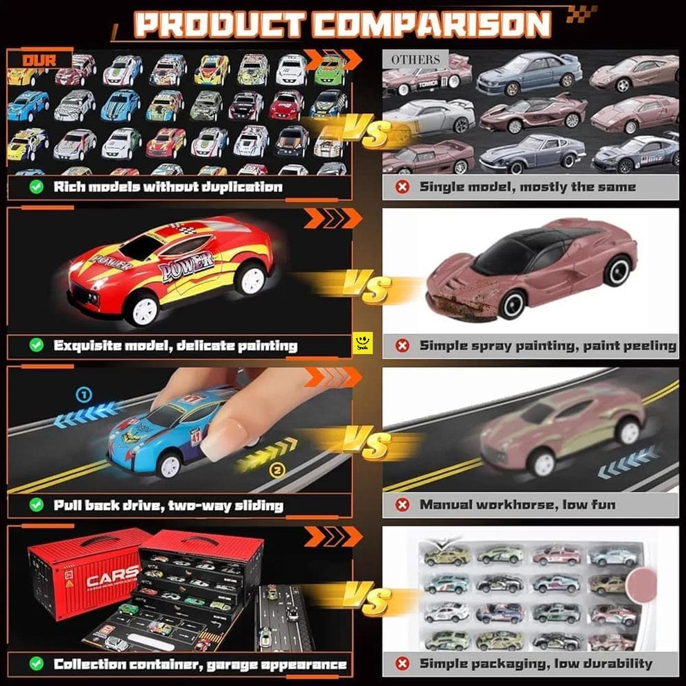48 Pcs Pull Back Cars Garage box