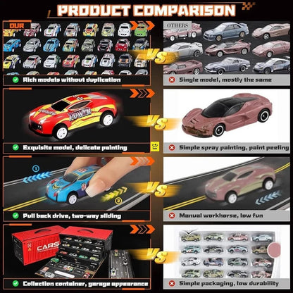 48 Pcs Pull Back Cars Garage box