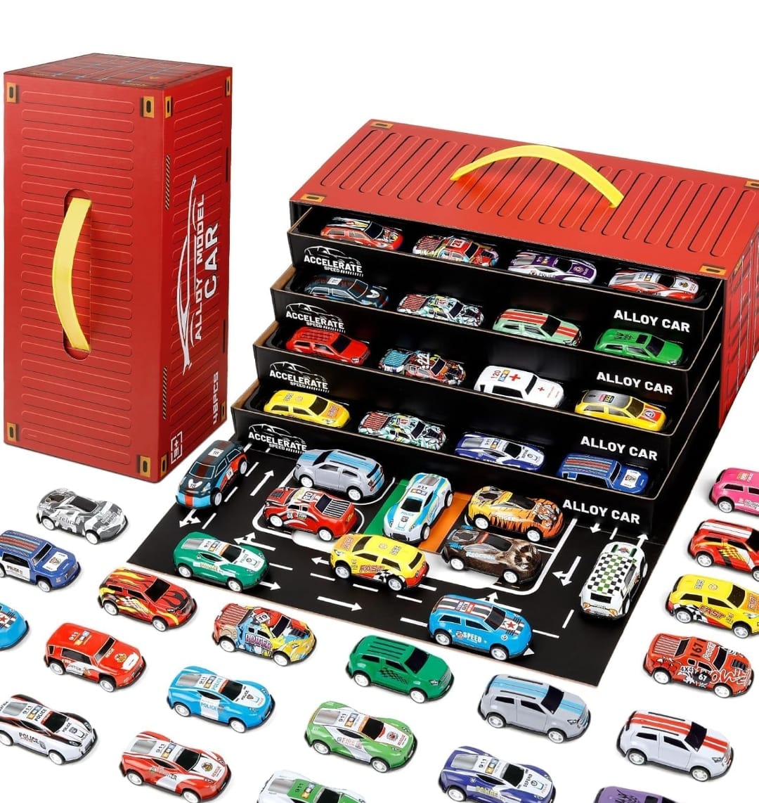 48 Pcs Pull Back Cars Garage box
