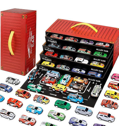 48 Pcs Pull Back Cars Garage box