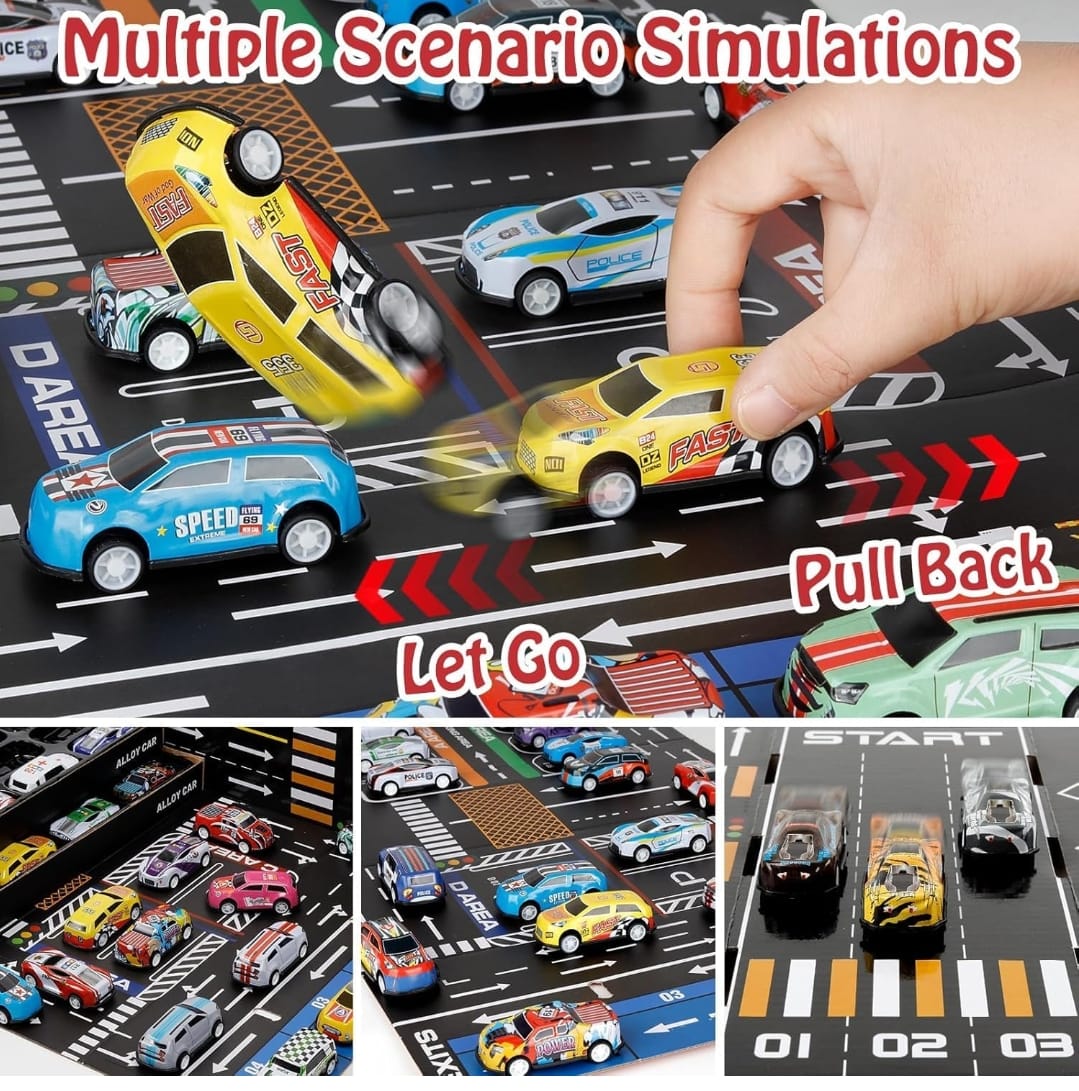 48 Pcs Pull Back Cars Garage box